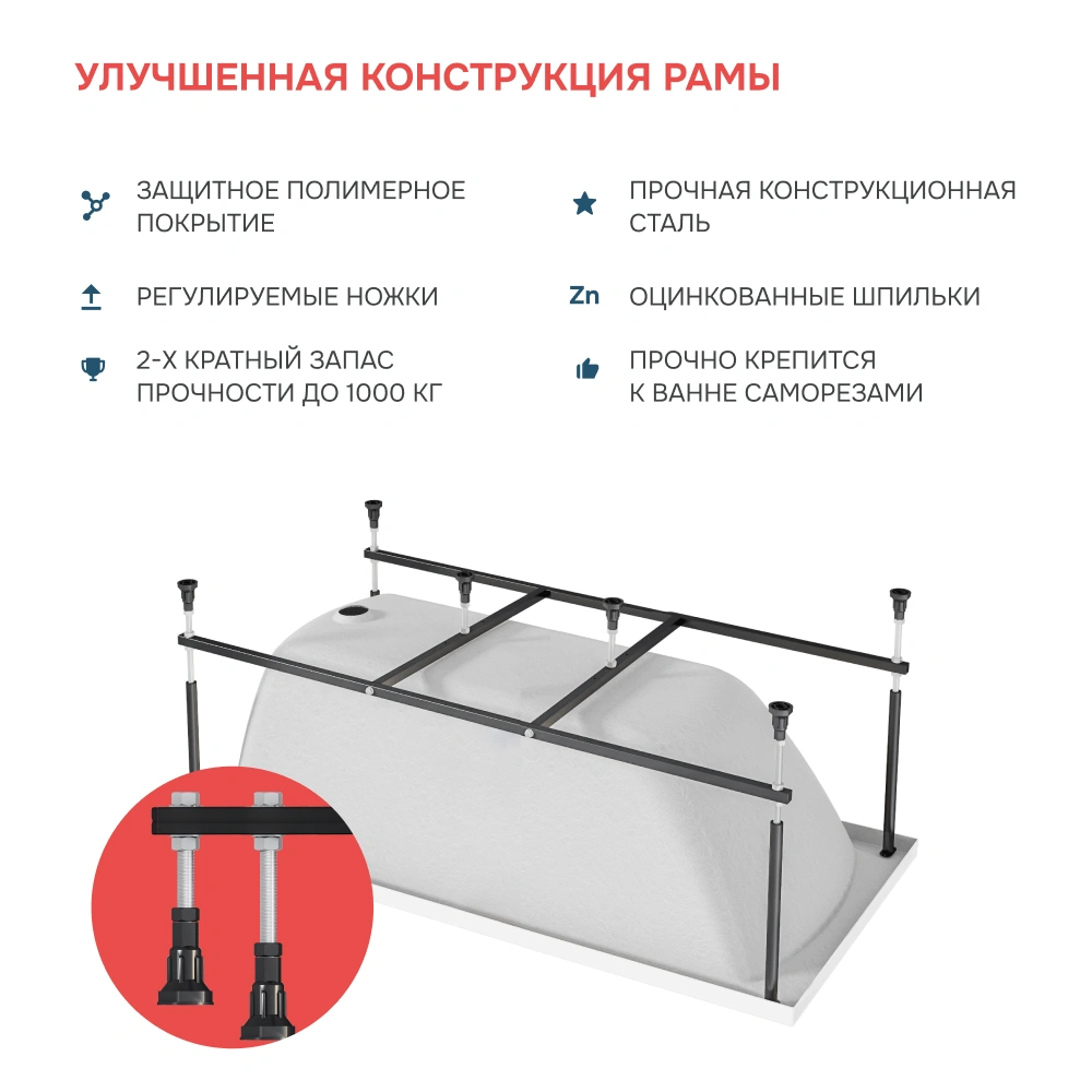 Ванна 1Marka MODERN 130*70 Комплект Премиум от магазина Vanna-Vanna.ru!