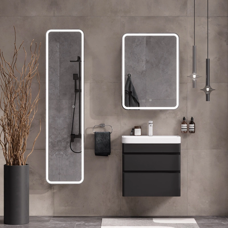 Тумба EQUIL Eltoro с раковиной Nice 60 подвесная, 2 ящика, черный софт