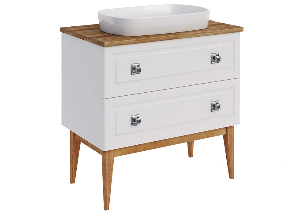 Мебель для ванной ASB Woodline Каталина 80 комплект, напольный, слоновая кость, хром от магазина Vanna-Vanna.ru!
