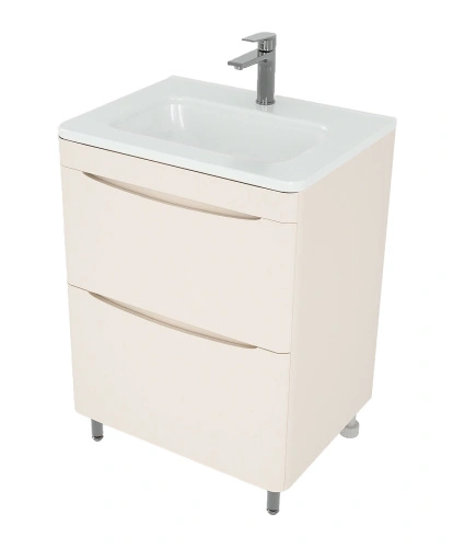 Тумба напольная Style Line Бергамо мини 60 (2 ящ.) антискрейтч карамель с раковиной Каре Люкс МИНИ 600х350 от магазина Vanna-Vanna.ru!