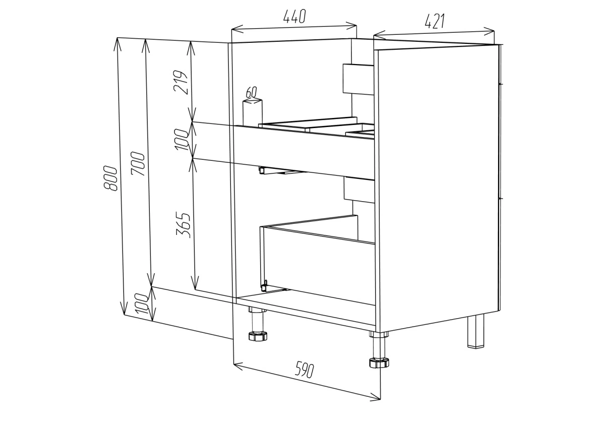 Тумба с раковиной Vod-ok Адель 60 напольная, Горный камень от магазина Vanna-Vanna.ru!