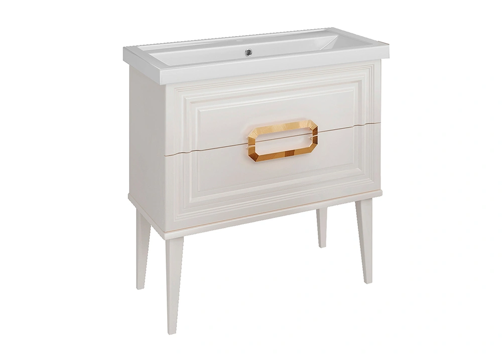 Мебель для ванной ASB Woodline Летиция 80 комплект, напольный, белый, золото от магазина Vanna-Vanna.ru!