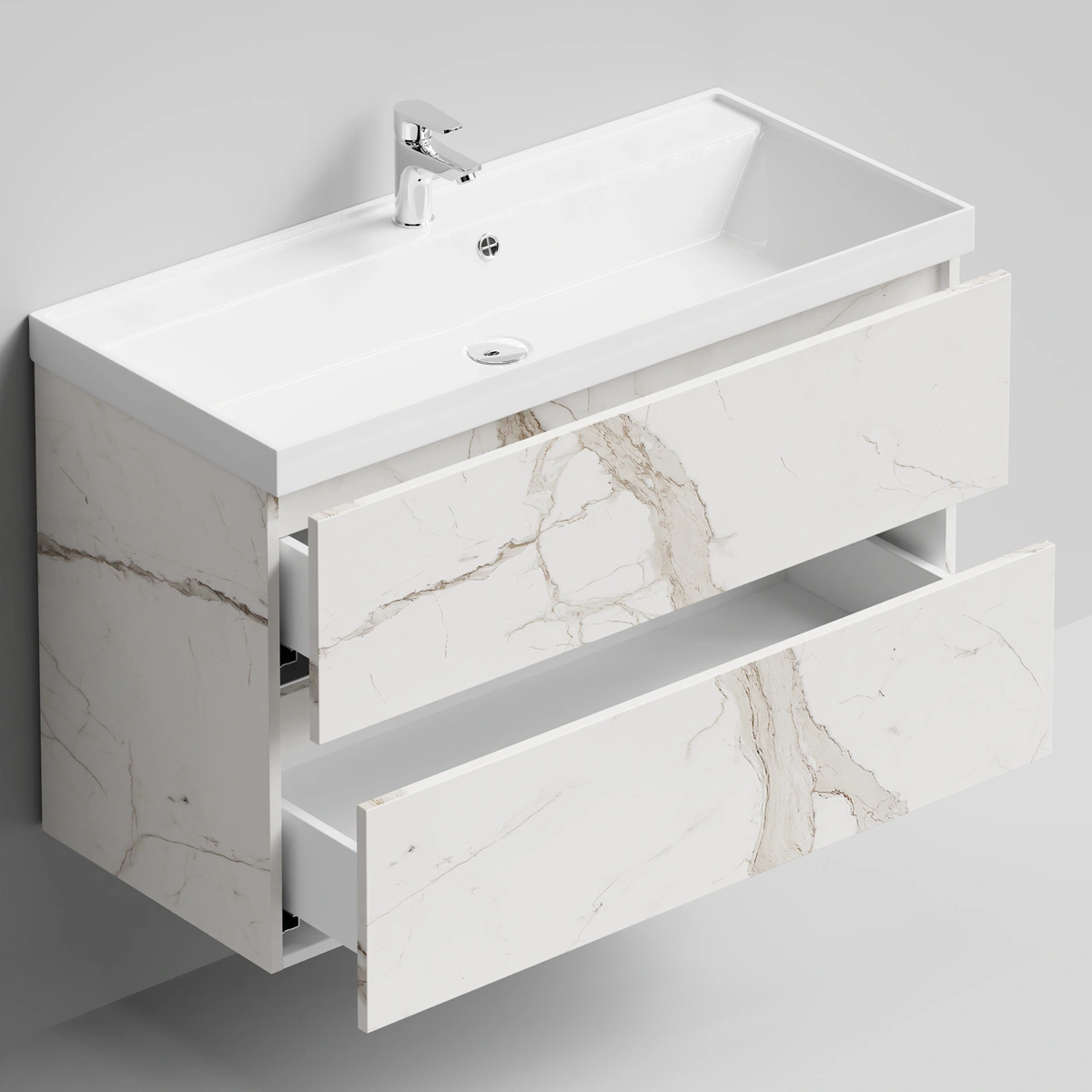 Тумба с раковиной Vod-ok Бест 100  подвесная, Мрамор Белый натур милк от магазина Vanna-Vanna.ru!