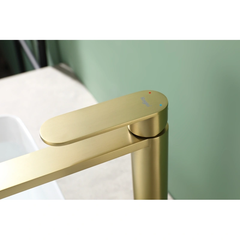 Смеситель для раковины высокий Raglo R10.15.03, золотой сатин от магазина Vanna-Vanna.ru!