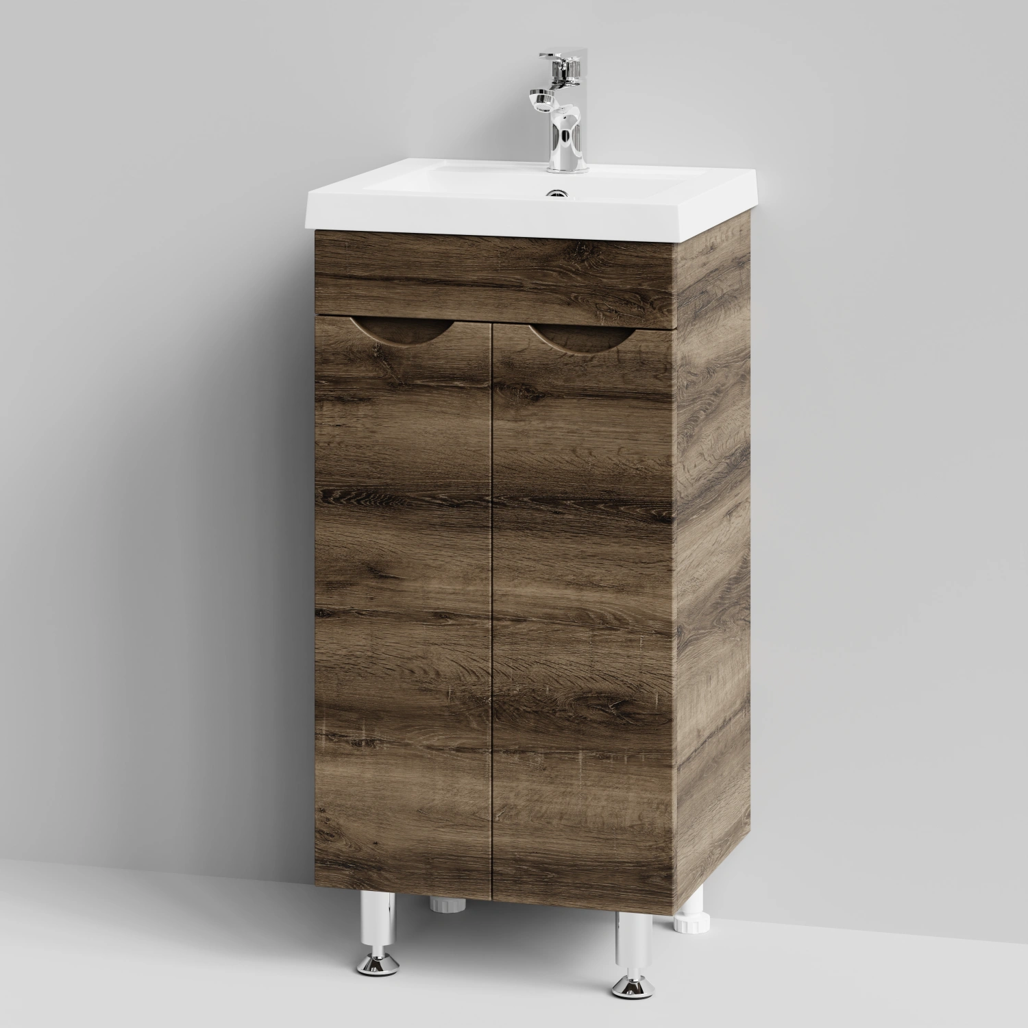 Тумба с раковиной Vod-ok Смайл 40 напольная, Дуб крымский коричневый