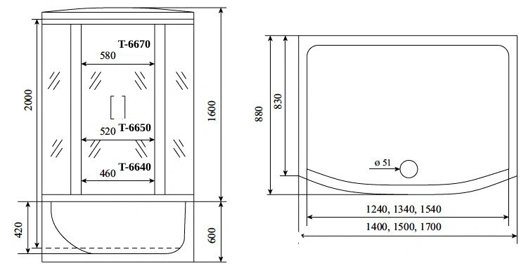 Душевая кабина Timo Standart T-6650 Silver Fabric (150*88*220) от магазина Vanna-Vanna.ru!