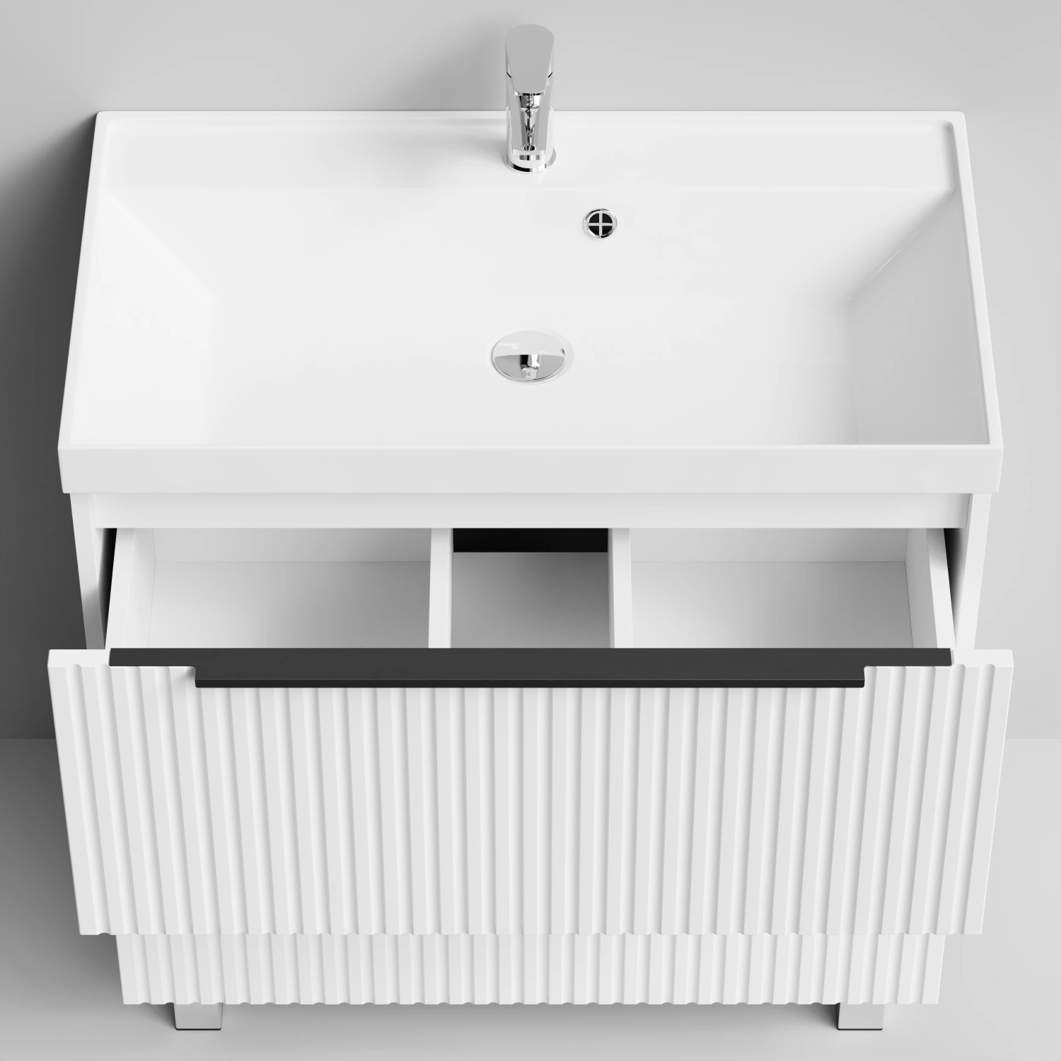 Тумба с раковиной Vod-ok Дольче 80 2 ящика, напольная, белая + 13 цветов от магазина Vanna-Vanna.ru!