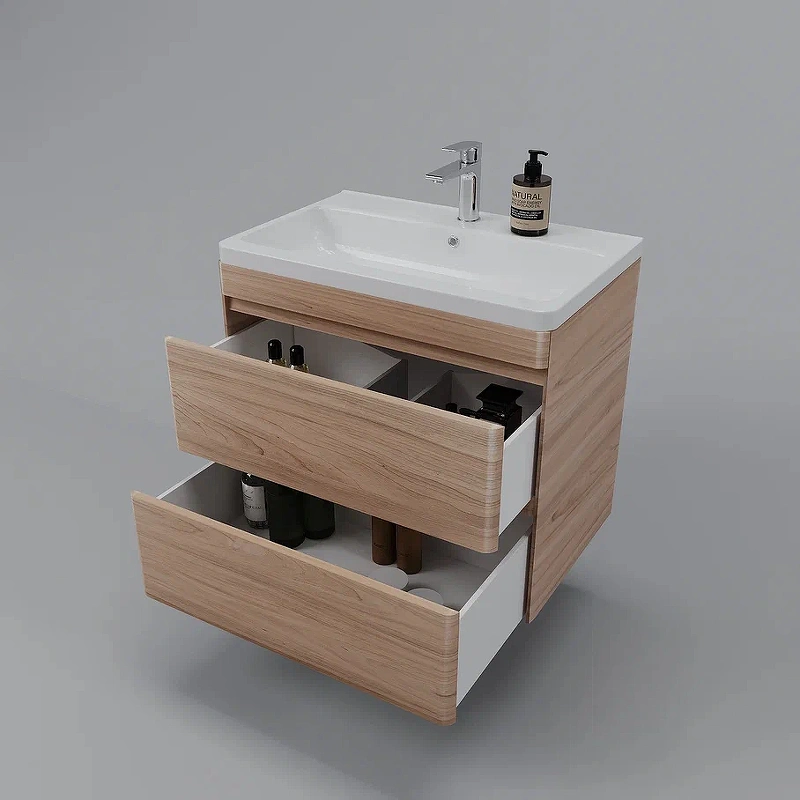 Тумба подвесная Style Line Атлантика 70 Plus Люкс с раковиной Атлантика 70, ясень перламутр от магазина Vanna-Vanna.ru!