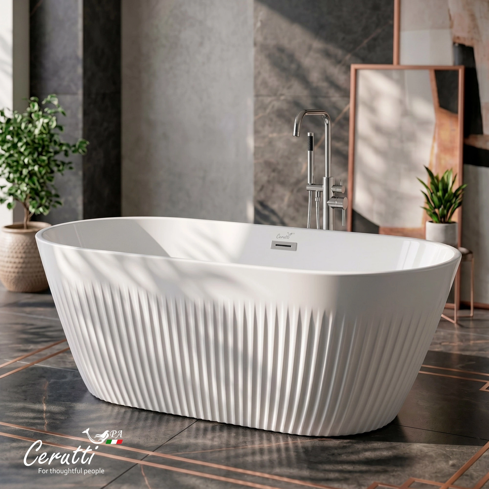 Ванна акриловая Ceruttispa АВАТР (AVATR) CT12267 отдельностоящая, 170 белая, со сливом-переливом (1700x750x560) от магазина Vanna-Vanna.ru!