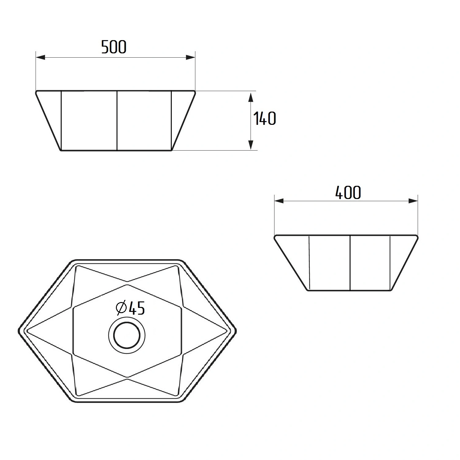 Раковина Runo Cristallo многоугольная, белый