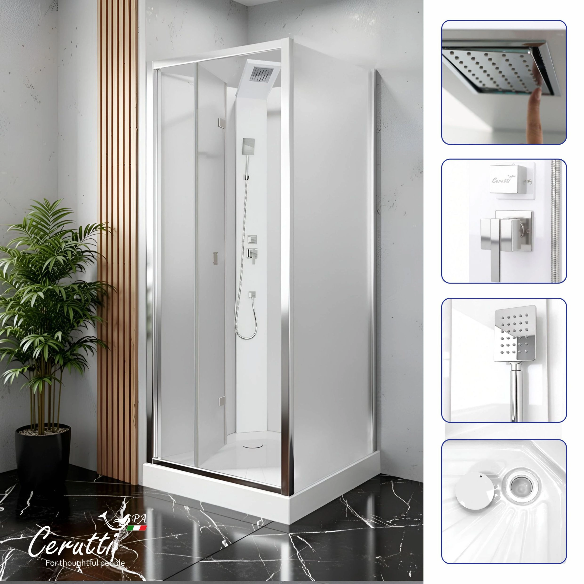 Душевая кабина Ceruttispa БЕЛЛА (BELLA) 90F (90x90x215-225) от магазина Vanna-Vanna.ru!