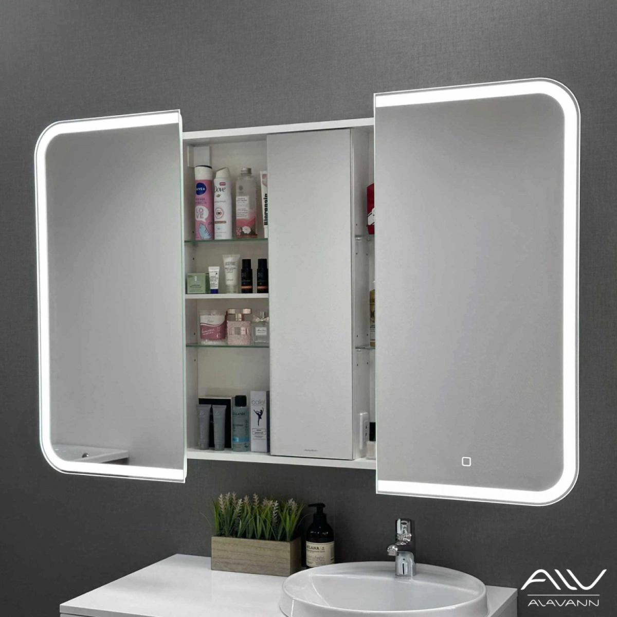 Зеркало-шкаф Alavann Cosmetic Light 80 свет, приближение, сенсор, перевертыш от магазина Vanna-Vanna.ru!