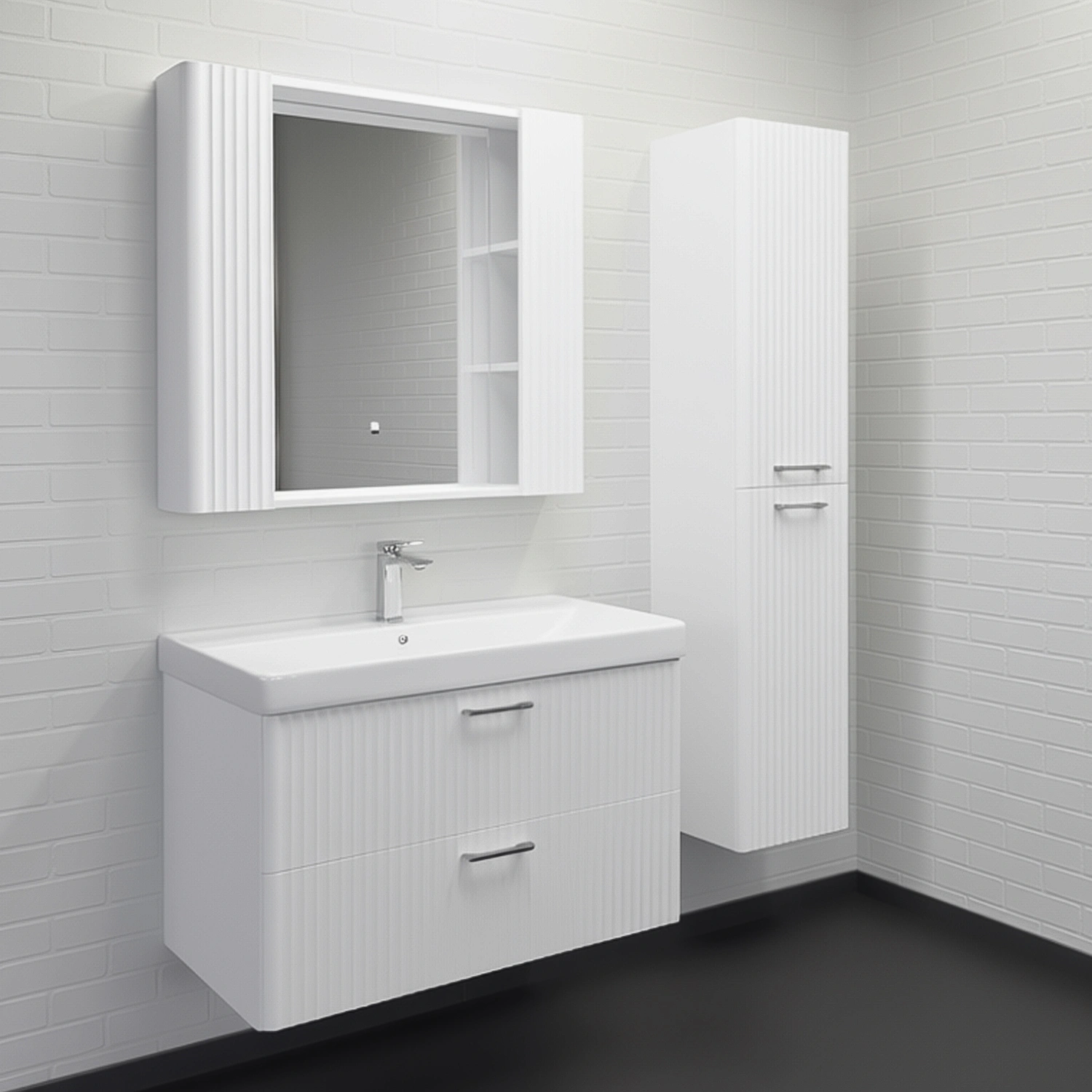 Зеркало-шкаф Comforty Ангара-90 белое, со светодиодной подсветкой и антизапотеванием от магазина Vanna-Vanna.ru!