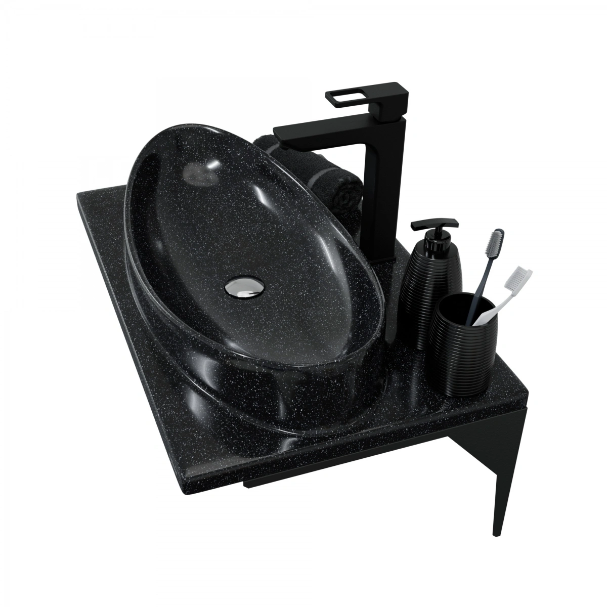 Тумба напольная Санта Альтаир 70 с раковиной Альтаир 70, 2 ящика, графит матовый от магазина Vanna-Vanna.ru!