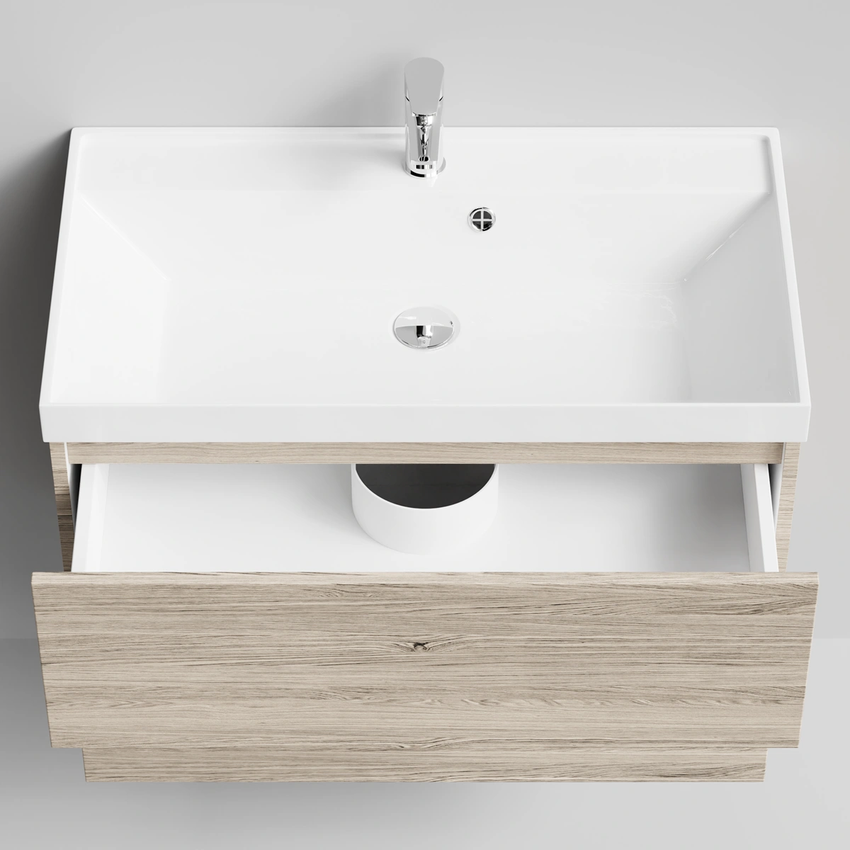 Тумба с раковиной Vod-ok Бест 80  подвесная, Дубослив ореховый светлый от магазина Vanna-Vanna.ru!