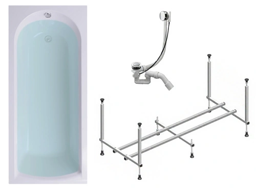 Комплект (3в1) Акриловая ванна TIMO MIKA1870 180*70*58+Каркас+Слив-перелив