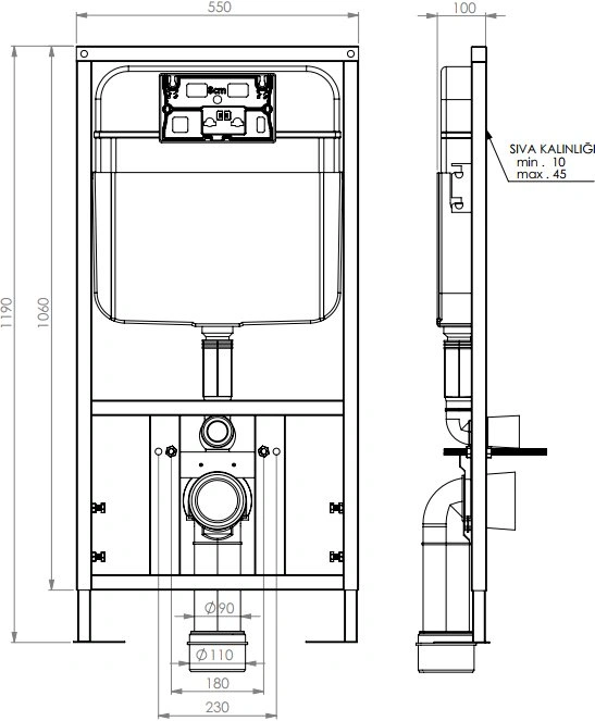 Унитаз подвесной SantiLine SL-5018MB+SL-03 с инсталляцией и кнопкой, черный от магазина Vanna-Vanna.ru!