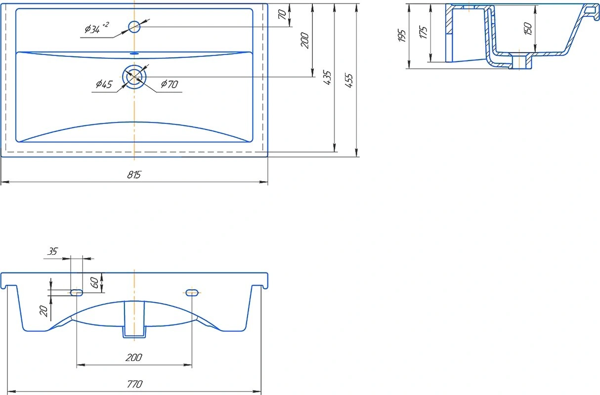 Тумба напольная Viant Кельн 80 с раковиной Фостер 80, два ящика, светлое дерево