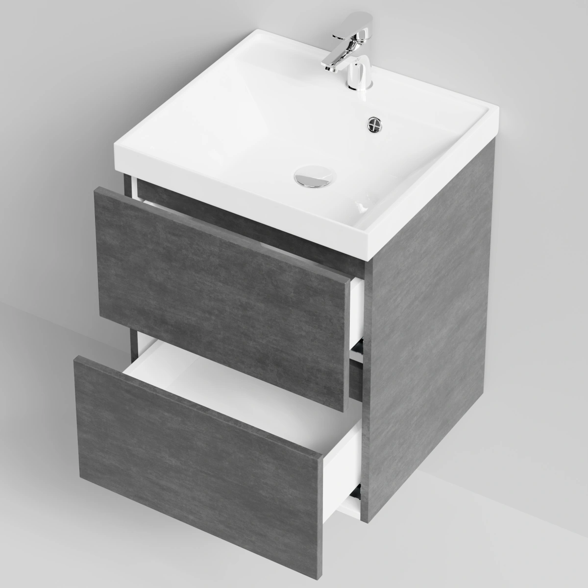 Тумба с раковиной Vod-ok Бест 50  подвесная, Серый камень от магазина Vanna-Vanna.ru!
