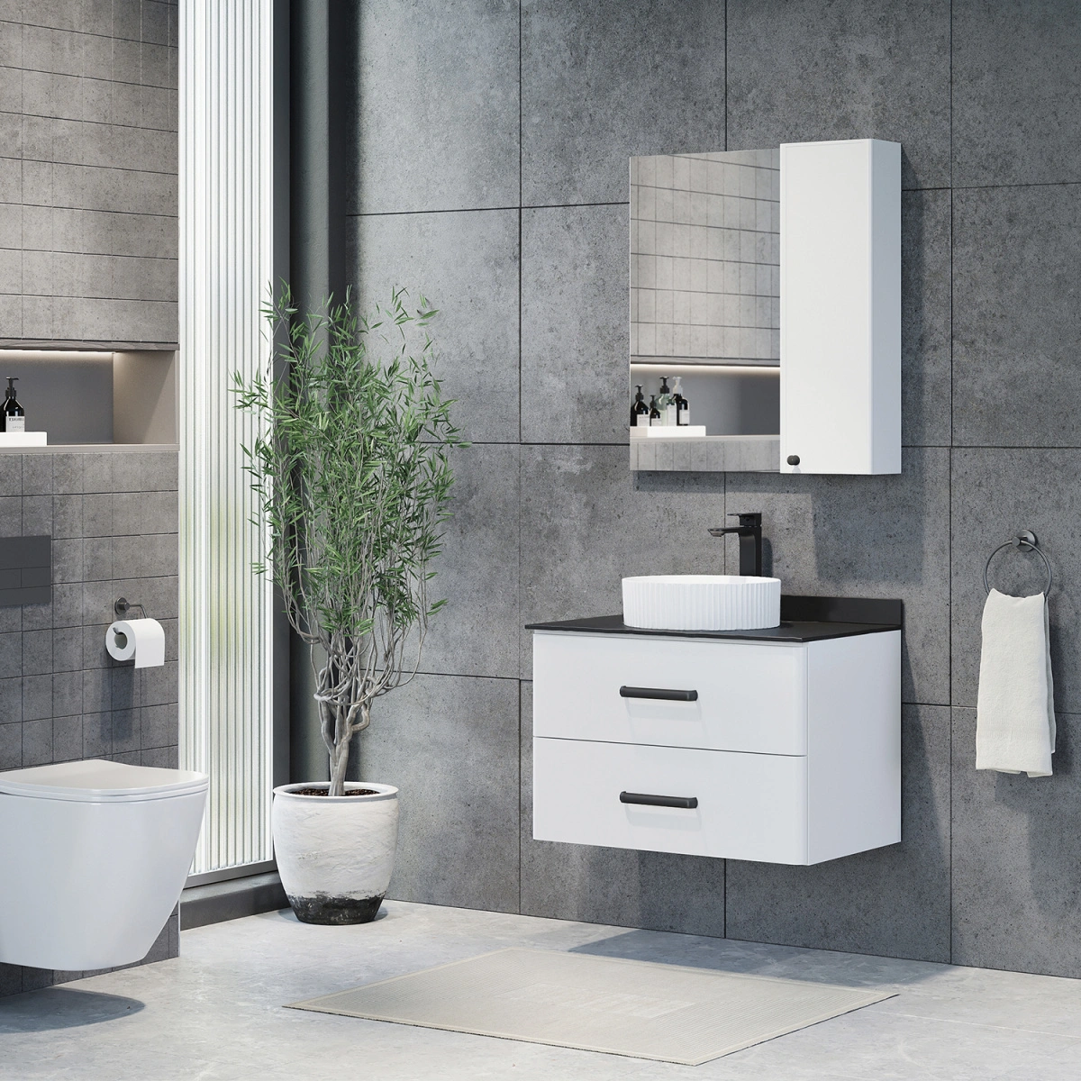 Зеркало-шкаф Comforty Амстердам-75 белый глянец от магазина Vanna-Vanna.ru!