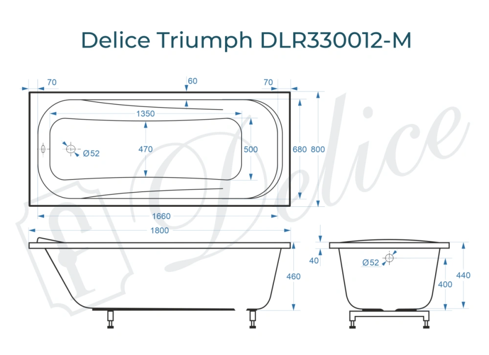 Ванна из литьевого мрамора Delice Triumph 180х80 матовая DLR330012-M от магазина Vanna-Vanna.ru!