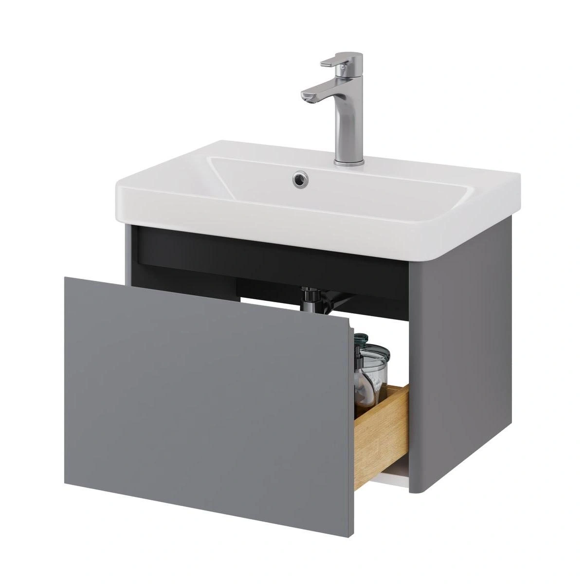 Тумба с раковиной подвесная Dreja Luxury 55 см, серый базальт от магазина Vanna-Vanna.ru!