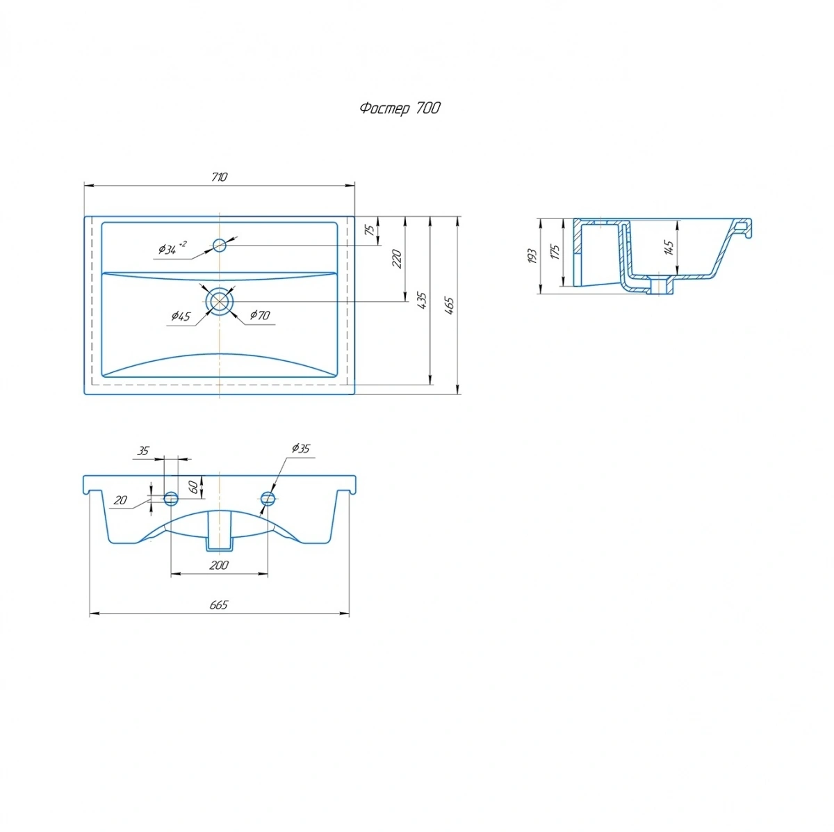 Тумба подвесная Санта Уран 70 с раковиной Фостер 70, 2 ящика, дуб австрийский от магазина Vanna-Vanna.ru!