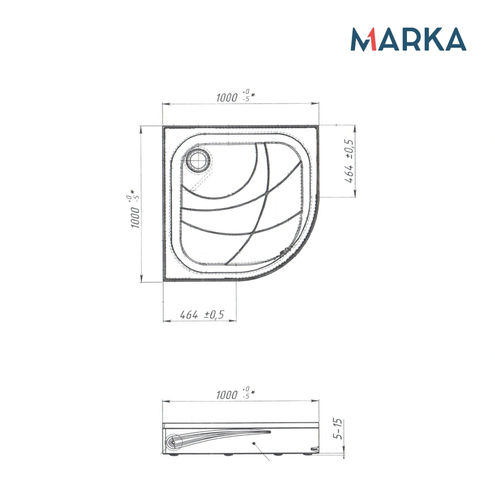 Поддон 1Marka Bella NEW 1/4 100*100 комплект с сифоном от магазина Vanna-Vanna.ru!