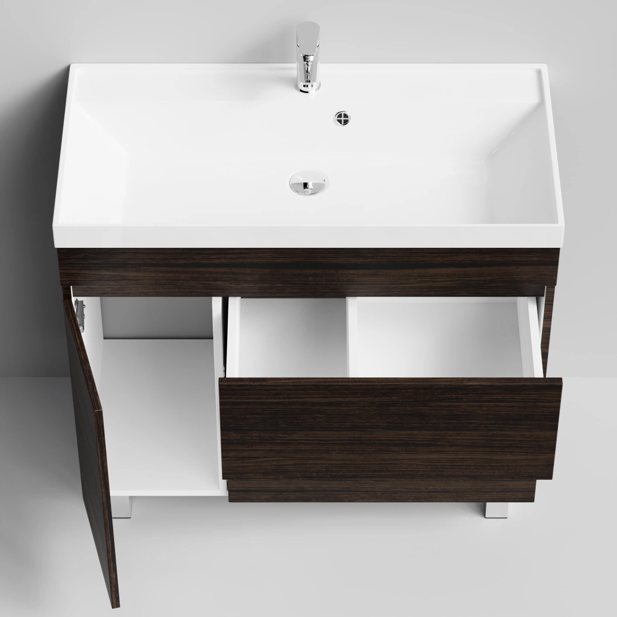 Тумба с раковиной Vod-ok Бест 90 левая дверь, напольная, Палисандр от магазина Vanna-Vanna.ru!