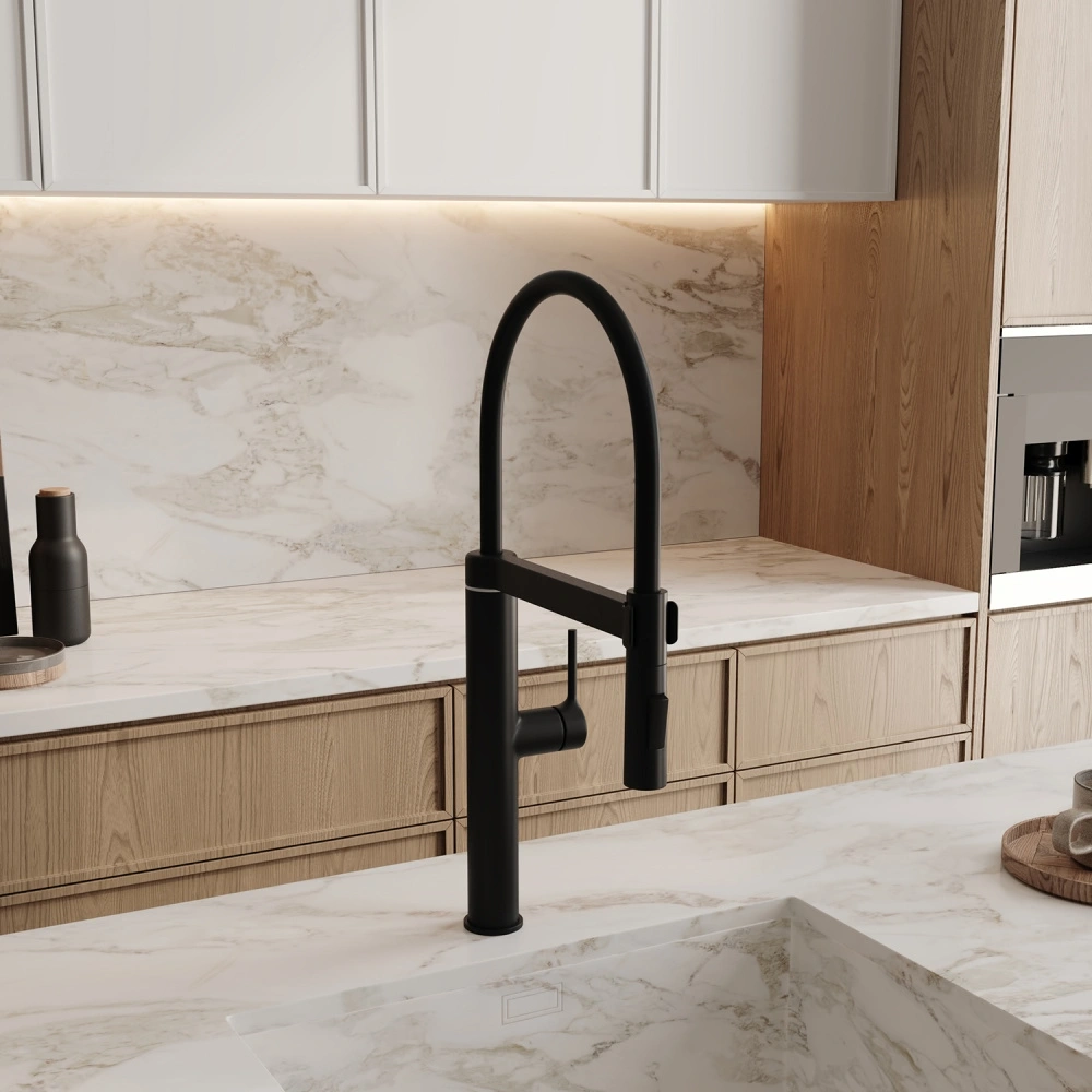 Сенсорный смеситель для кухни с гибким изливом WasserKraft A8867 черный Soft-touch от магазина Vanna-Vanna.ru!