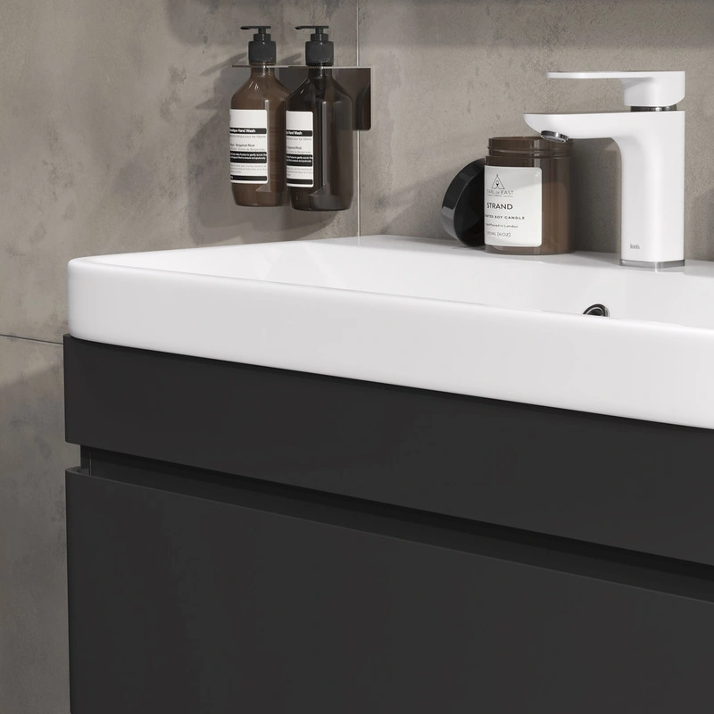 Тумба EQUIL Eltoro 80 с раковиной Nice 80 напольная, 2 ящика, черный софт от магазина Vanna-Vanna.ru!