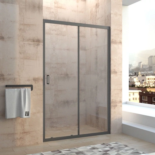 Душевая дверь Veconi Vianno VN-40B, 1300x1850, Черный, стекло прозрачное