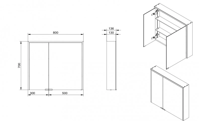 Зеркало-шкаф Esbano ES-5008NS 80x70X14 от магазина Vanna-Vanna.ru!