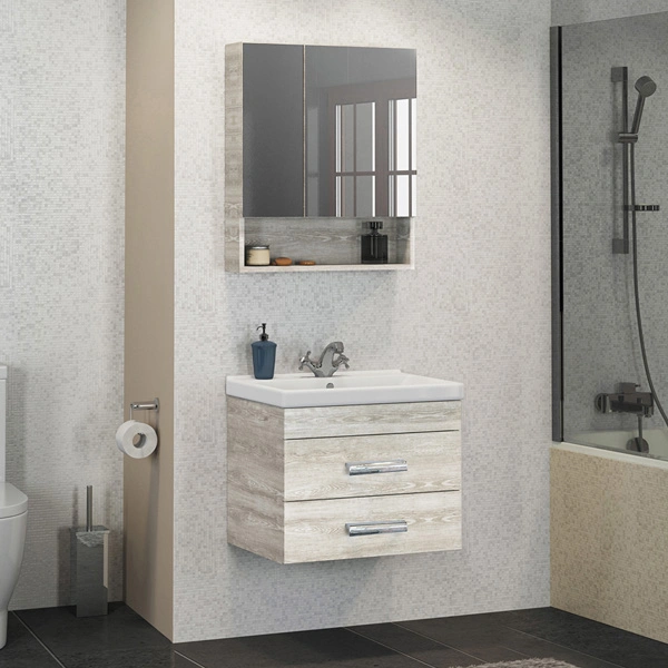 Тумба подвесная Comforty Никосия 60П дуб белый с раковиной Фест 60 от магазина Vanna-Vanna.ru!