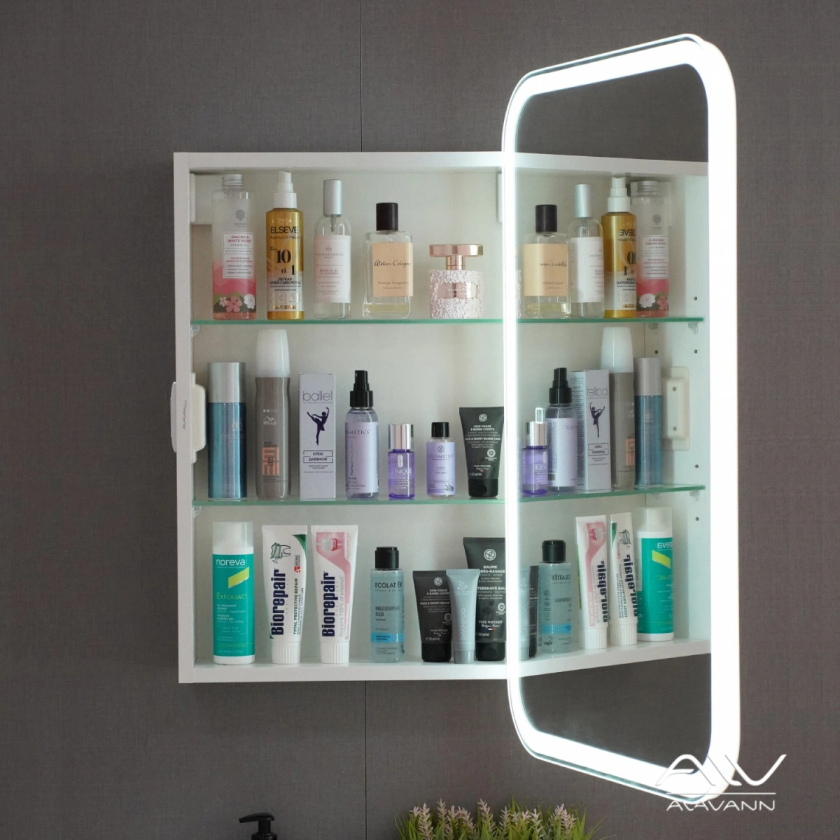 Зеркало-шкаф Alavann Cosmetic Light 50 свет, приближение, сенсор, перевертыш от магазина Vanna-Vanna.ru!