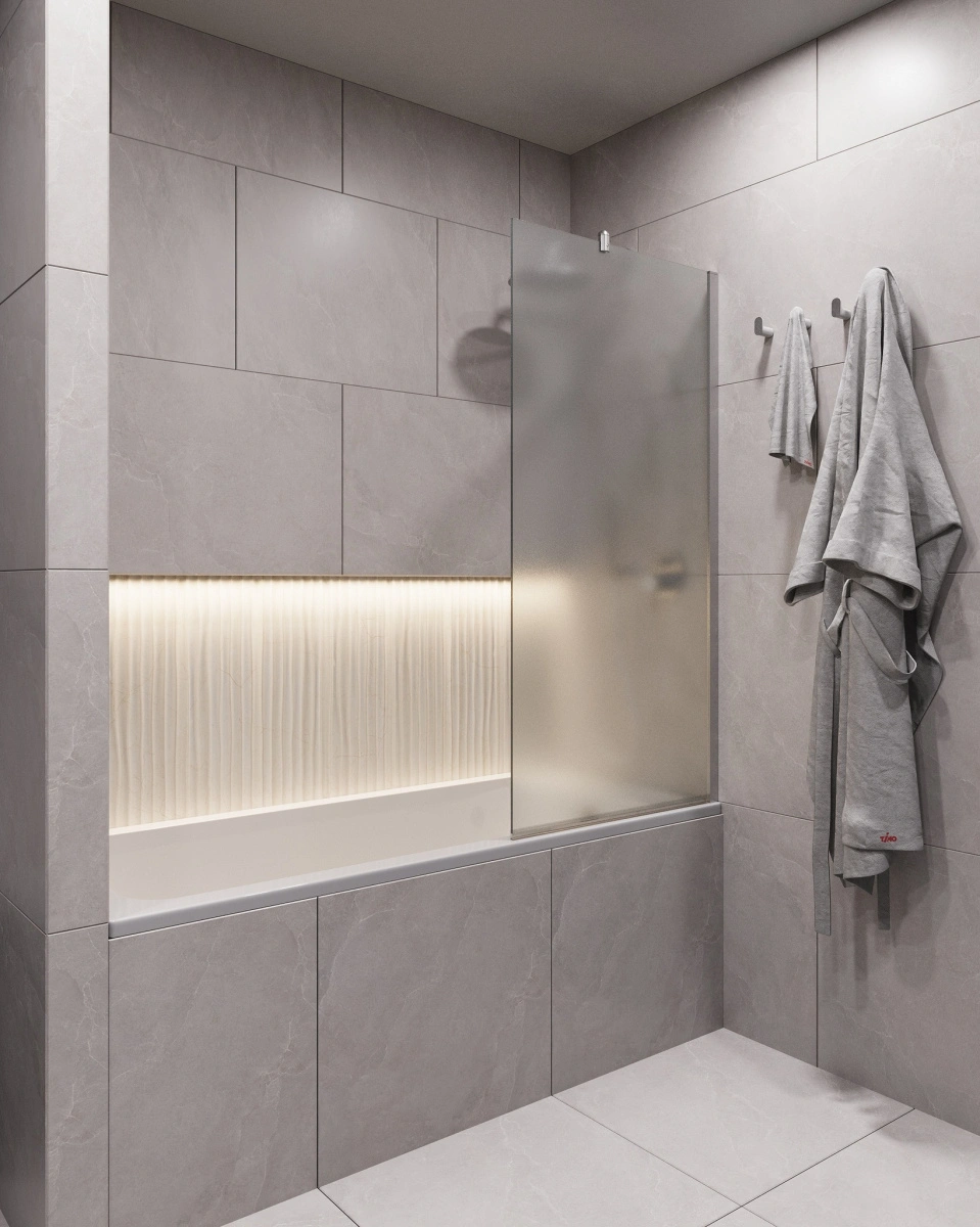 Стеклянная шторка Timo TC-80/00F-8 профиль хром 80 см от магазина Vanna-Vanna.ru!