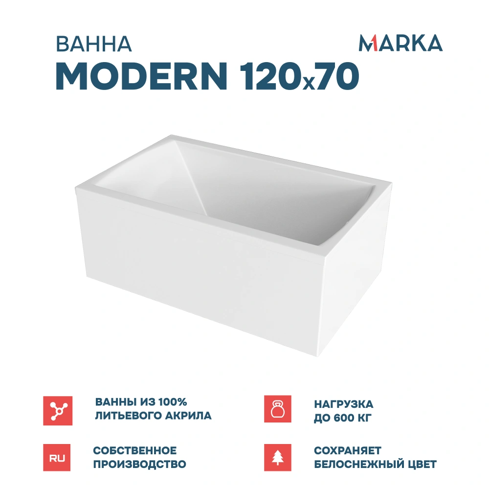 Ванна 1Marka MODERN 120х70 Комплект Стандарт 1+ от магазина Vanna-Vanna.ru!