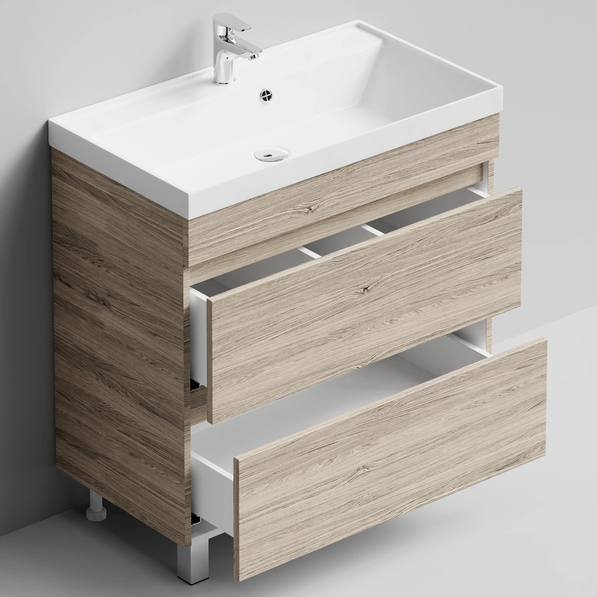 Тумба с раковиной Vod-ok Бест 80  напольная, Дубослив ореховый светлый от магазина Vanna-Vanna.ru!