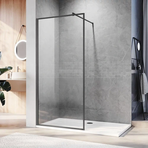 Душевая перегородка Veconi Korato KR-81GR, 1100x2000, брашированный графит, прозрачное стекло от магазина Vanna-Vanna.ru!