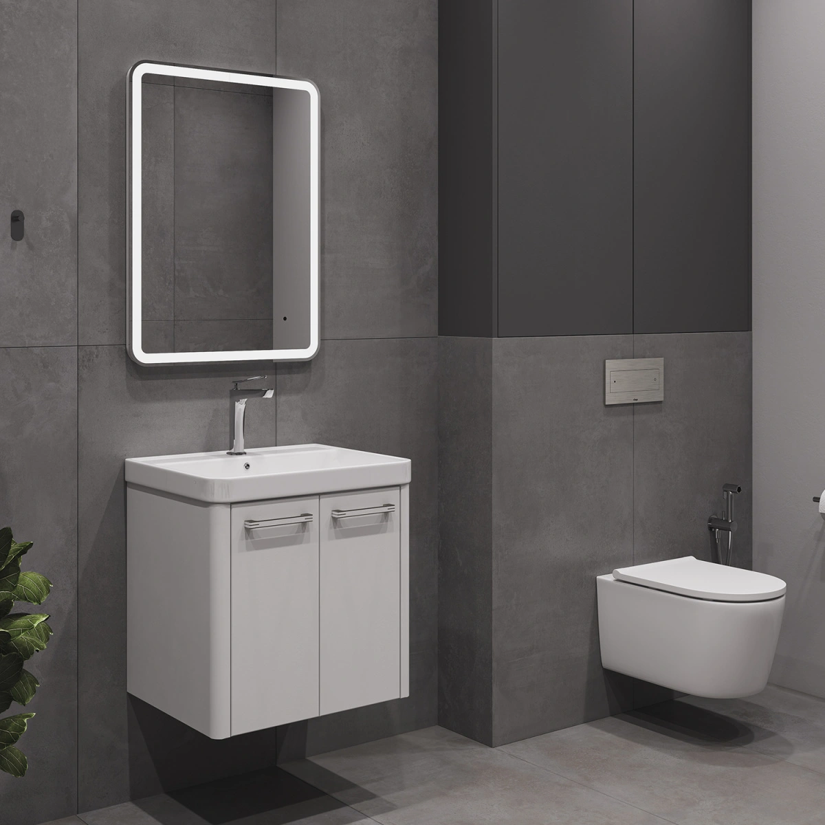 Тумба подвесная Comforty Катунь 60ПД белая матовая с раковиной 4460 от магазина Vanna-Vanna.ru!
