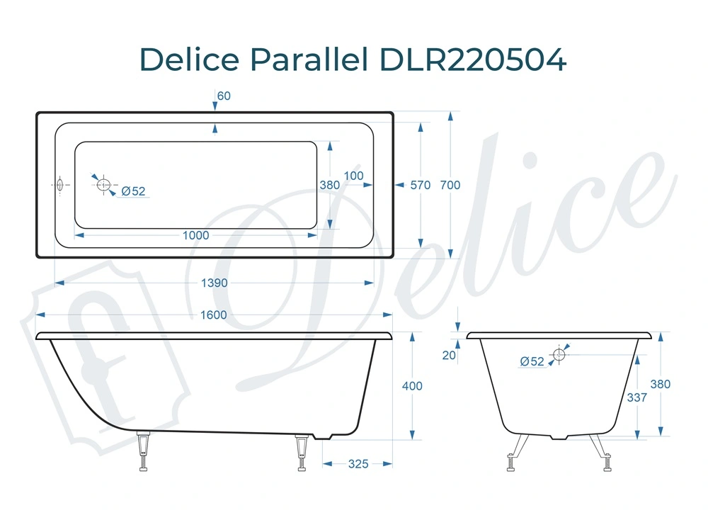 Ванна чугунная Delice Parallel 160х70 DLR220504 от магазина Vanna-Vanna.ru!