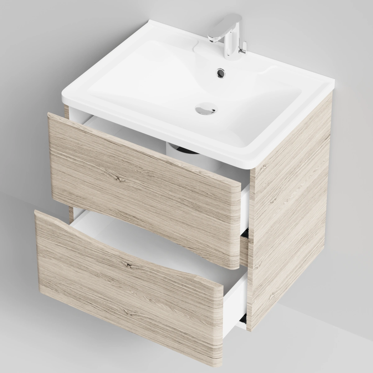 Тумба с раковиной Vod-ok Адель 60  подвесная, Дубослив ореховый светлый от магазина Vanna-Vanna.ru!