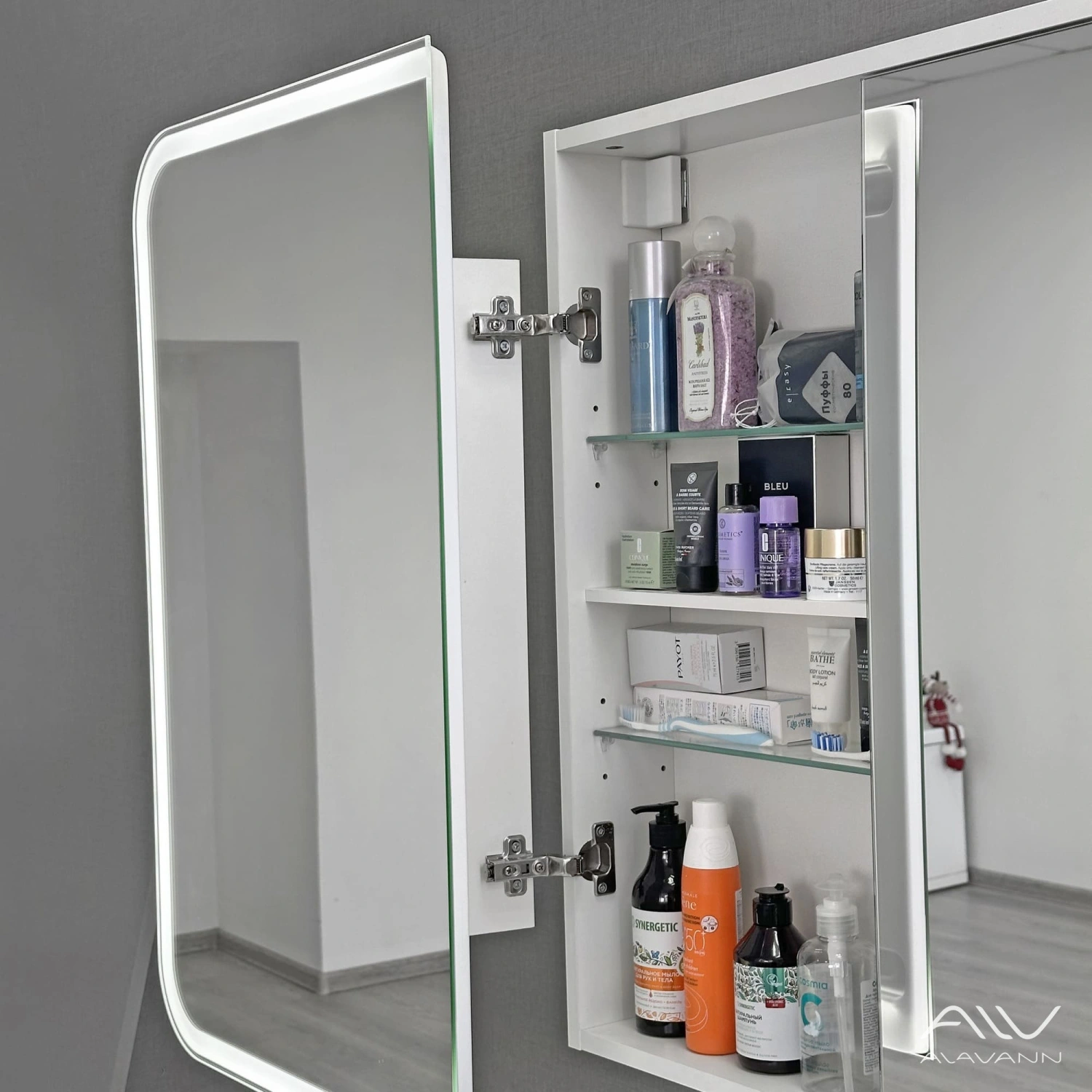 Зеркало-шкаф Alavann Cosmetic Light 100 свет, приближение, сенсор, перевертыш от магазина Vanna-Vanna.ru!