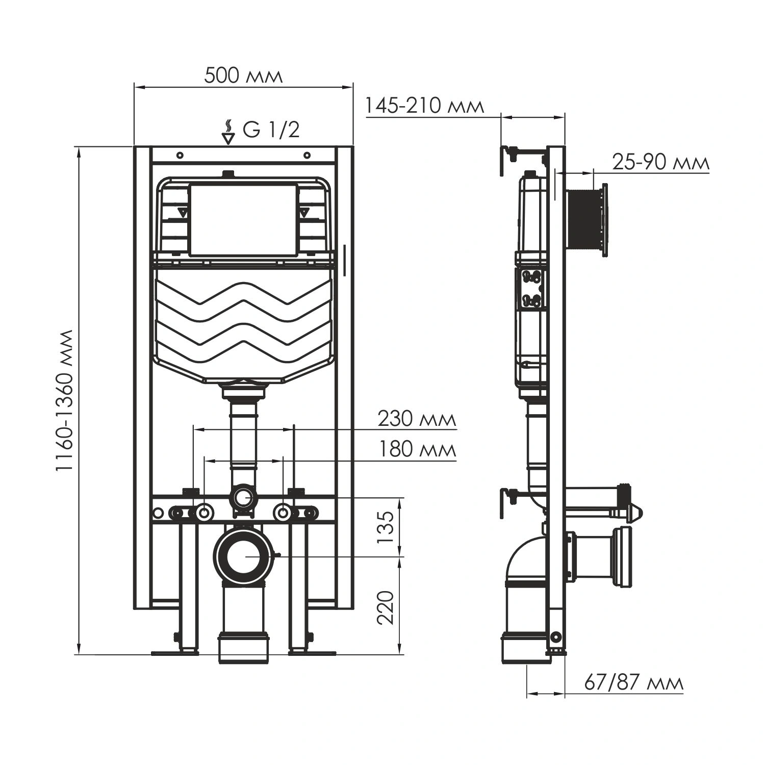 Инсталляция WasserKraft Vils 56TLT.010.ME.MG03 для подвесного унитаза, с кнопкой от магазина Vanna-Vanna.ru!