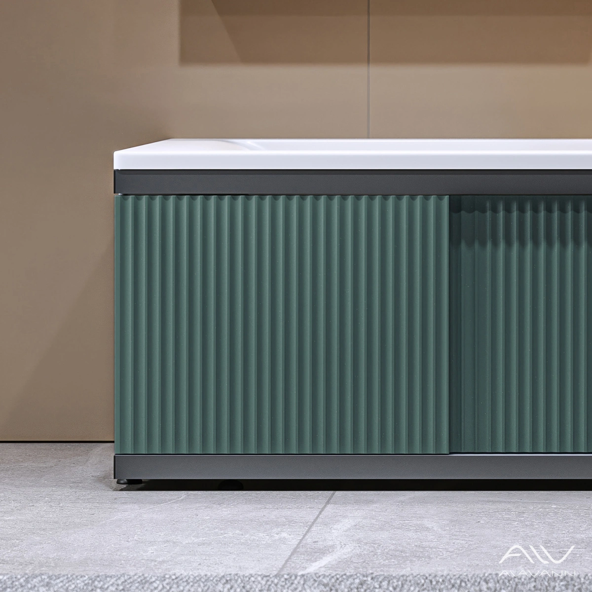 Экран под ванну Alavann Alt Black 150 с фрезеровкой зеленый хвойный, раздвижной от магазина Vanna-Vanna.ru!