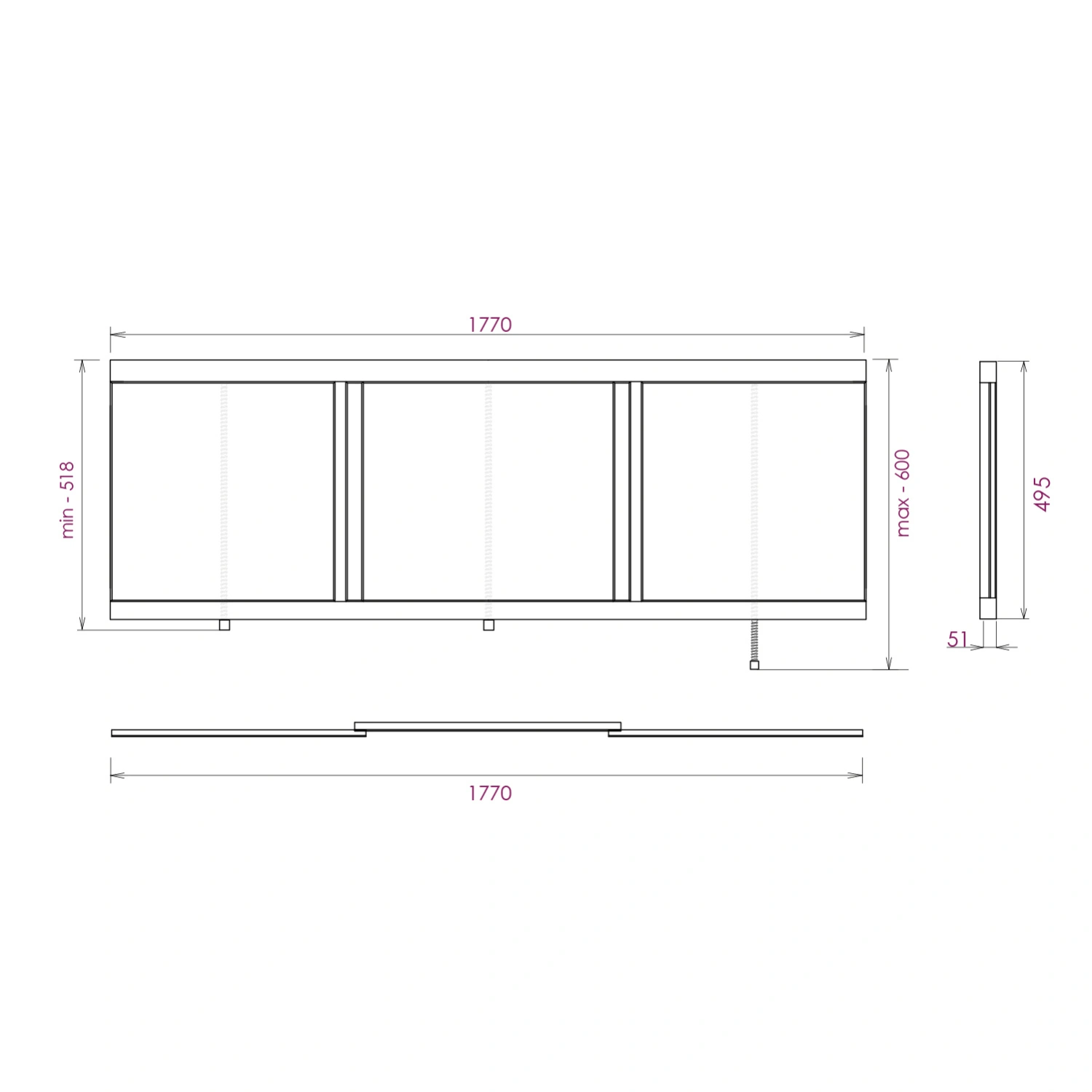 Экран под ванну Onika Одио Нова 180 раздвижной белый от магазина Vanna-Vanna.ru!