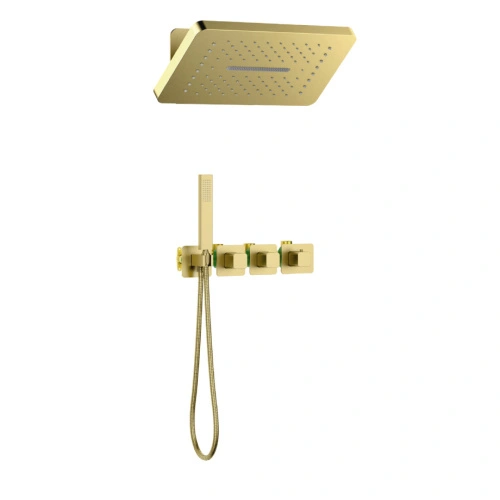 Душевая система встроенная с термостатом Timo Petruma SX-5249/17SM золото матовое от магазина Vanna-Vanna.ru!