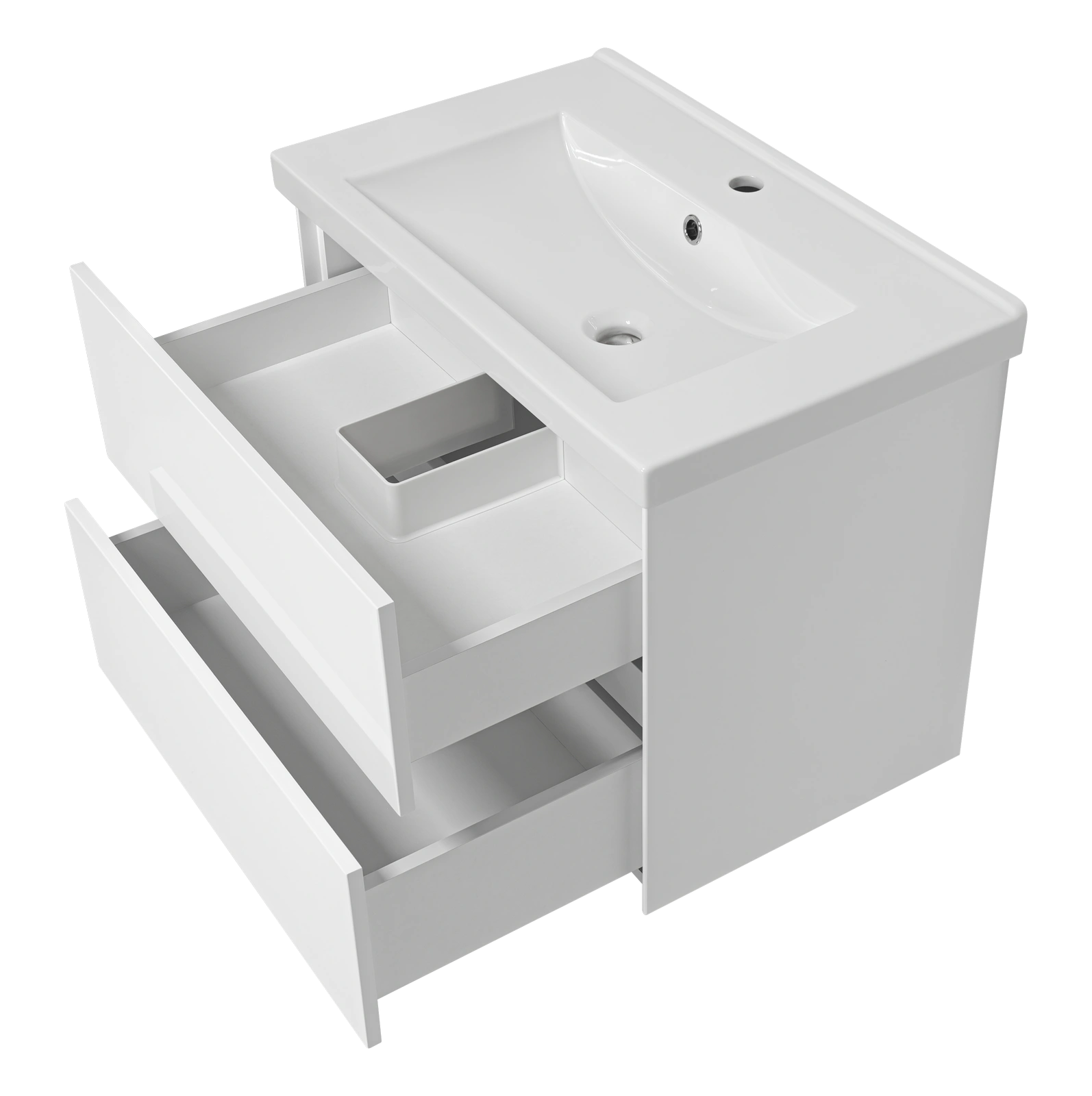 Тумба подвесная Misty Твист 70 с раковиной Тобаго 70, белая от магазина Vanna-Vanna.ru!