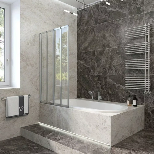 Шторка на ванну Veconi Palau PL-74L, 900x1500, хром, стекло прозрачное от магазина Vanna-Vanna.ru!