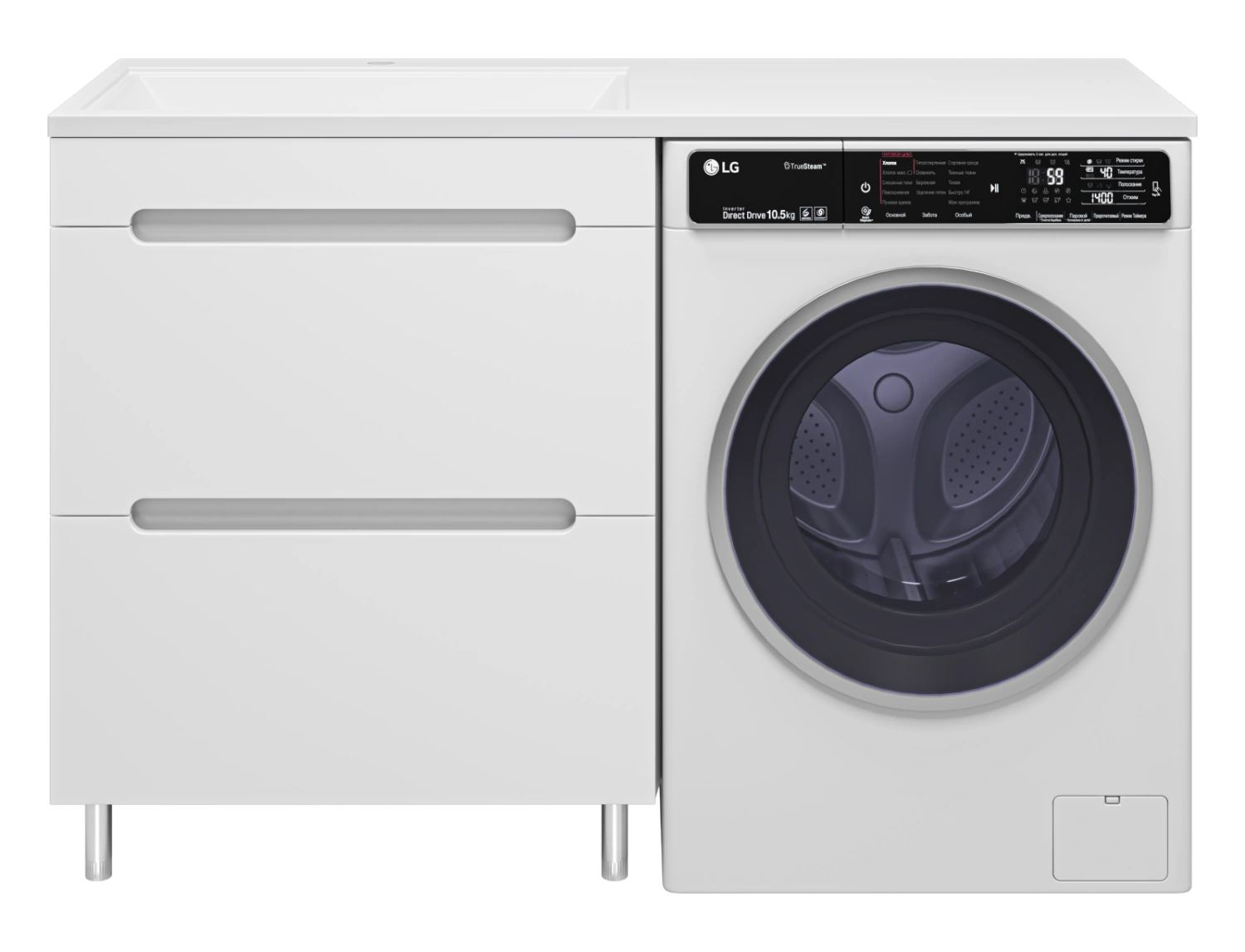 Тумба с раковиной Misty Байкал 70 под стиральную машину, с раковиной Misty Гавана 130 L, белый от магазина Vanna-Vanna.ru!